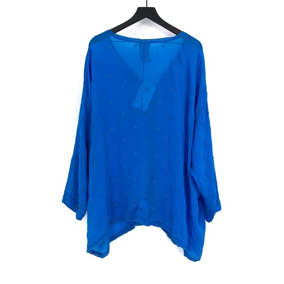 NWT JOHNNY WAS Embroidered Eyelet Tunic Blouse Royal Blue 2XL - Picture 7 of 7